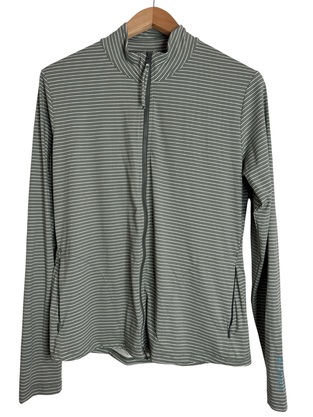 Carve Designs Lake Sunshirt zipped Front Long Sleeves Striped Rash Guard sz L